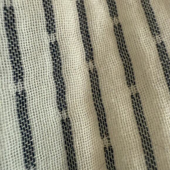 VELVET by Graham & Spencer | White Gauze Striped Split neck Boho Top | Small - Picture 3 of 7